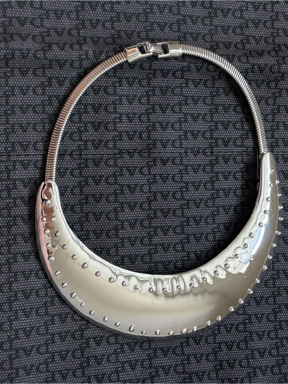 Vtg Alexis Kirk Silver Studded Bib Collar Choker
